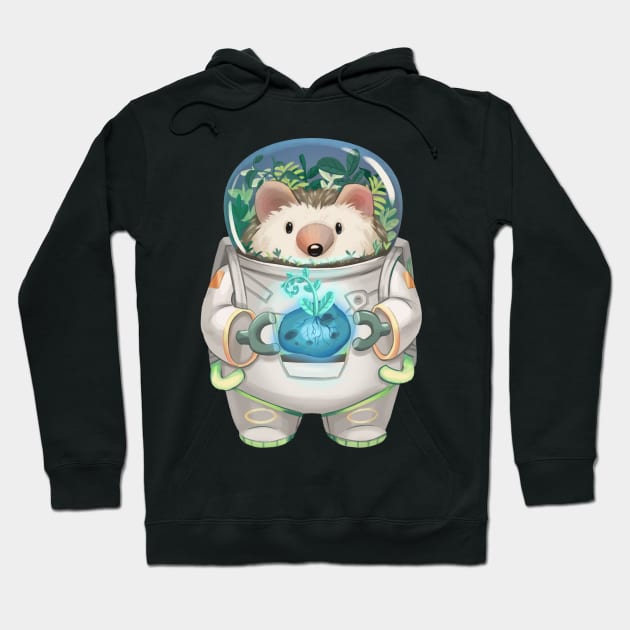 Solarpunk Astronaut Hedgehog Hoodie by PamelooArt